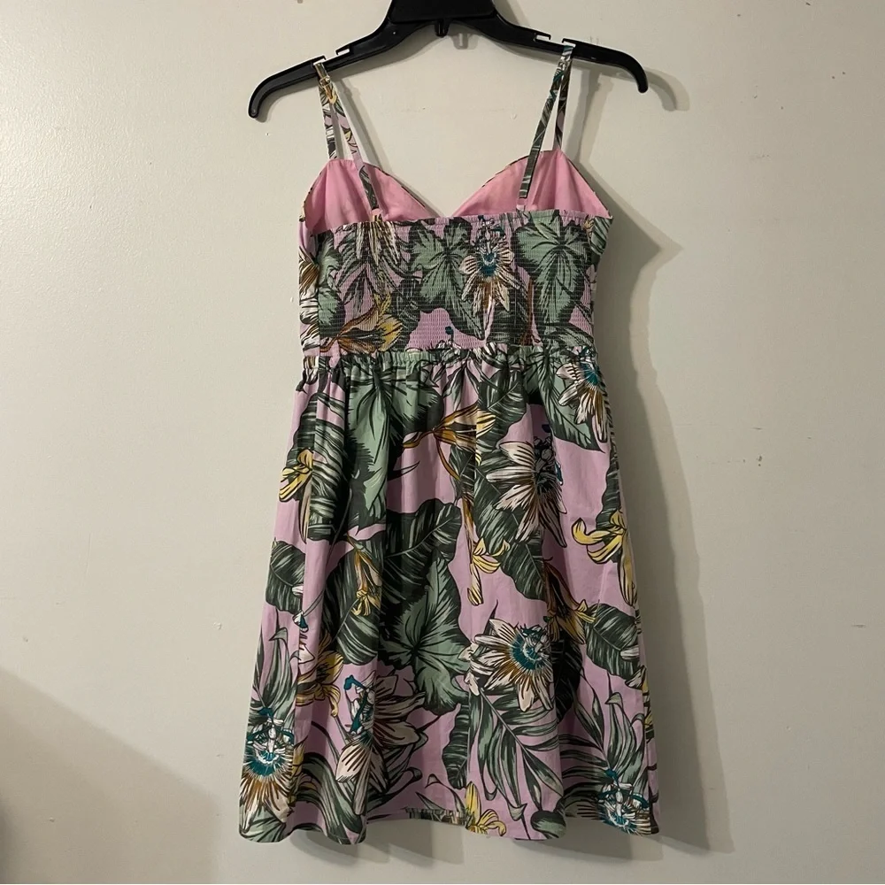J Crew printed poplin floral print dress green pink 22590